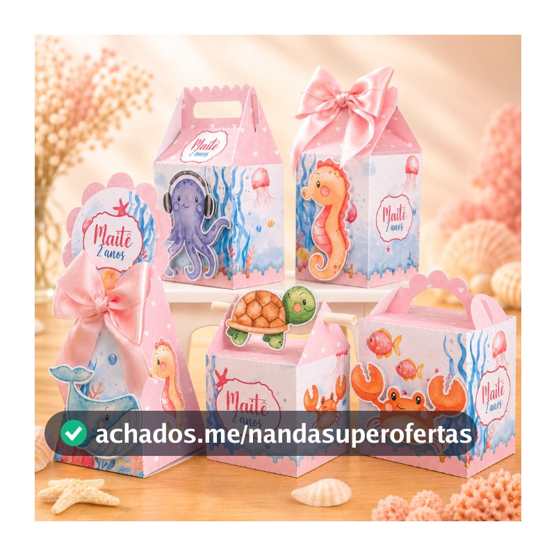 Kit Festa Fundo do Mar Rosa Menina Personalizado  Lembrancinhas Festa Infantil