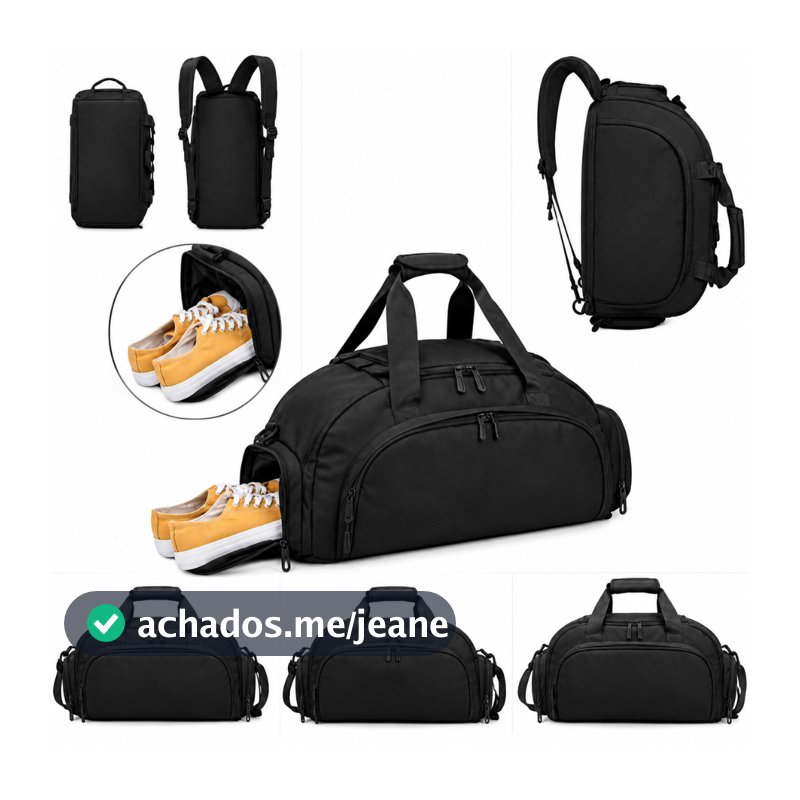 Mochila Mala Para Academia Treino Natação Camping Na Cor Preta