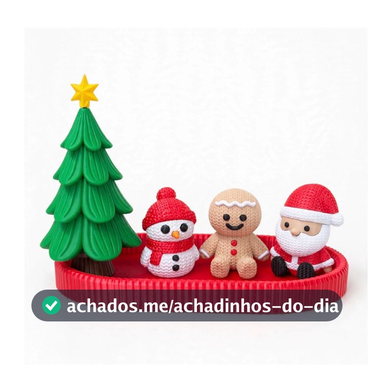 Lançamento Kit Natalino Decoração de Natal Enfeites de Natal Kit Natalino 5 Peças 3D Tricô Fofinho