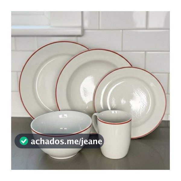 Jogo de Jantar 20 Peças Porcelana Schmidt Pratos Tigelas Canecas e Sobremesa