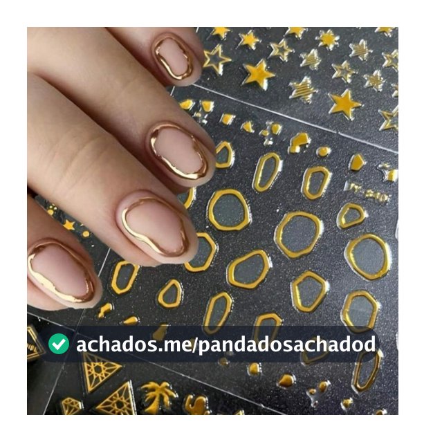 Adesivos para unhas Dourados/Pratas  3D- Nail art designer - unhas decoradas