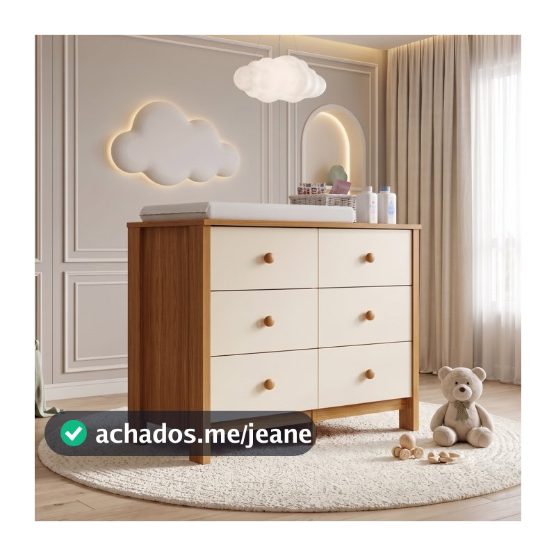 Cômoda 6 Gavetas Com Colchão para Quarto de Bebê Organizador Infantil Cômoda para Roupas Fraldas