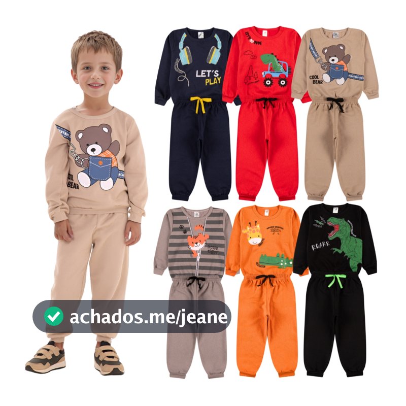 Kit Sortido 6 Peças de Roupas Masculino Infantil Inverno – 3 blusas casacos + 3 calças de 1 ao 10 – Kit 3 Conjuntos