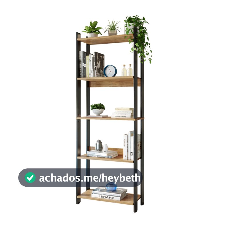Estante Livreiro Industrial 178cm 5 Prateleiras Nichos Organizadora Multiuso Sala Quarto Cozinha Escritório Air Fryer