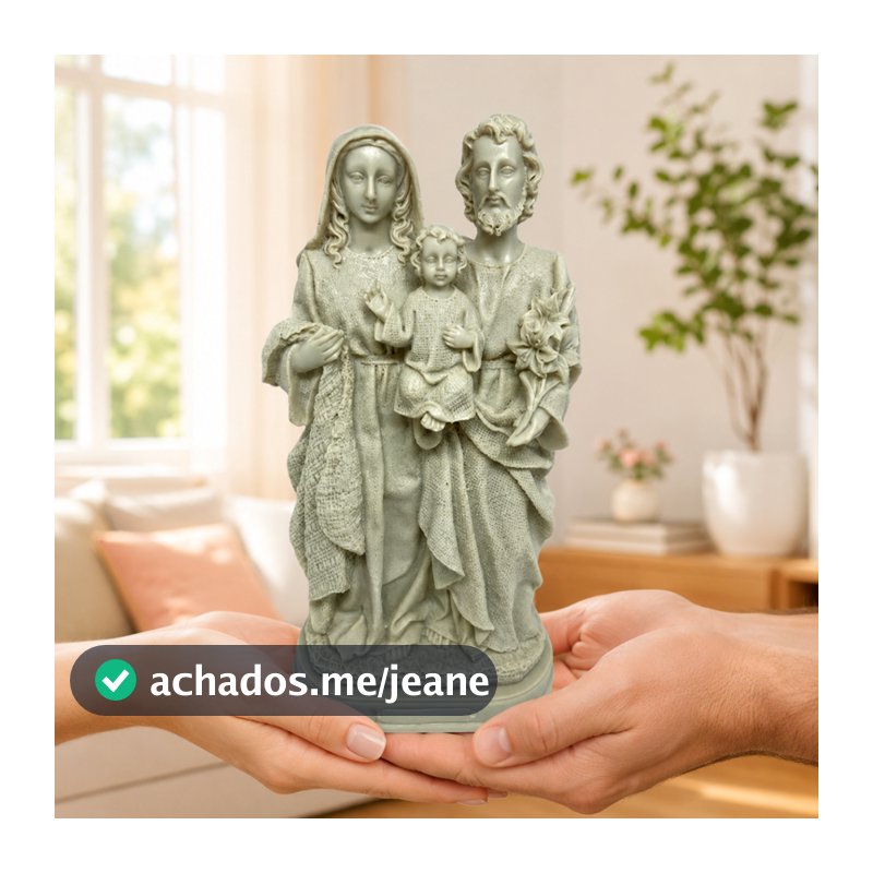 Escultura em Resina Sagrada Família 20cm Estatueta P/ Decoração
