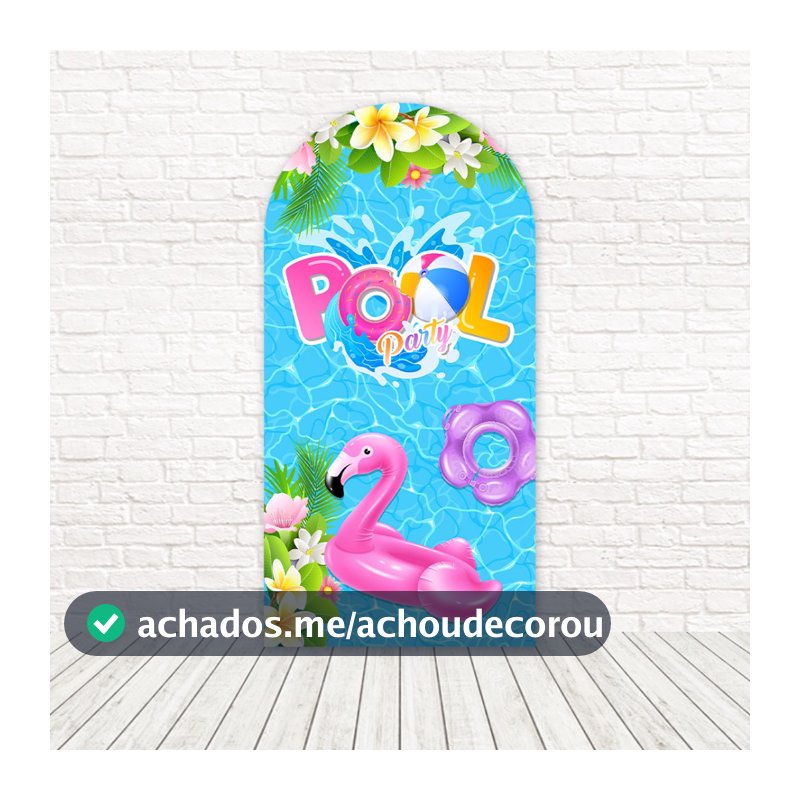 Painel Romano c/ Elástico Tecido Sublimado Pool Party 1,00x2,00