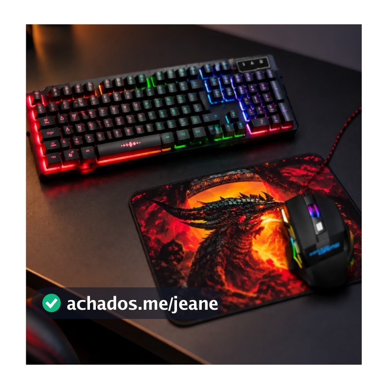 Kit Combo Gamer Teclado Semi-mecânico Mouse Gamer RGB Mouse Pad RGB Computador Notebook e Vídeogame