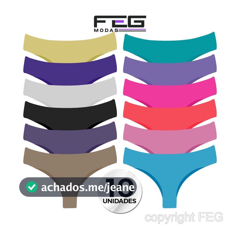 kit 10 Calcinhas Tanga Conforto Sem Costura Corte A Laser Não Marca
