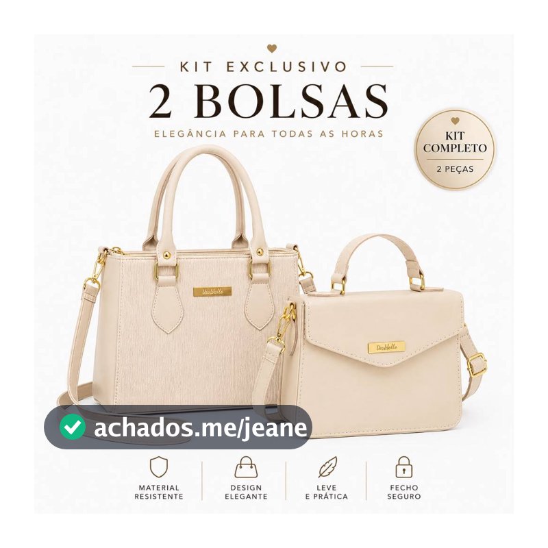 Kit 2 Bolsas Femininas Modernas Elegantes com Alças Transversal Dia das Mães Promoção