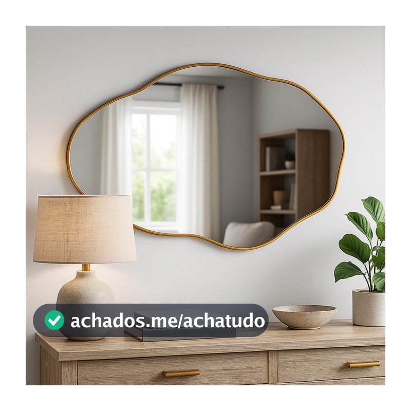 Espelho Orgânico Pedra 60x40cm Decorativo Moderno Para Sala Quarto Banheiro