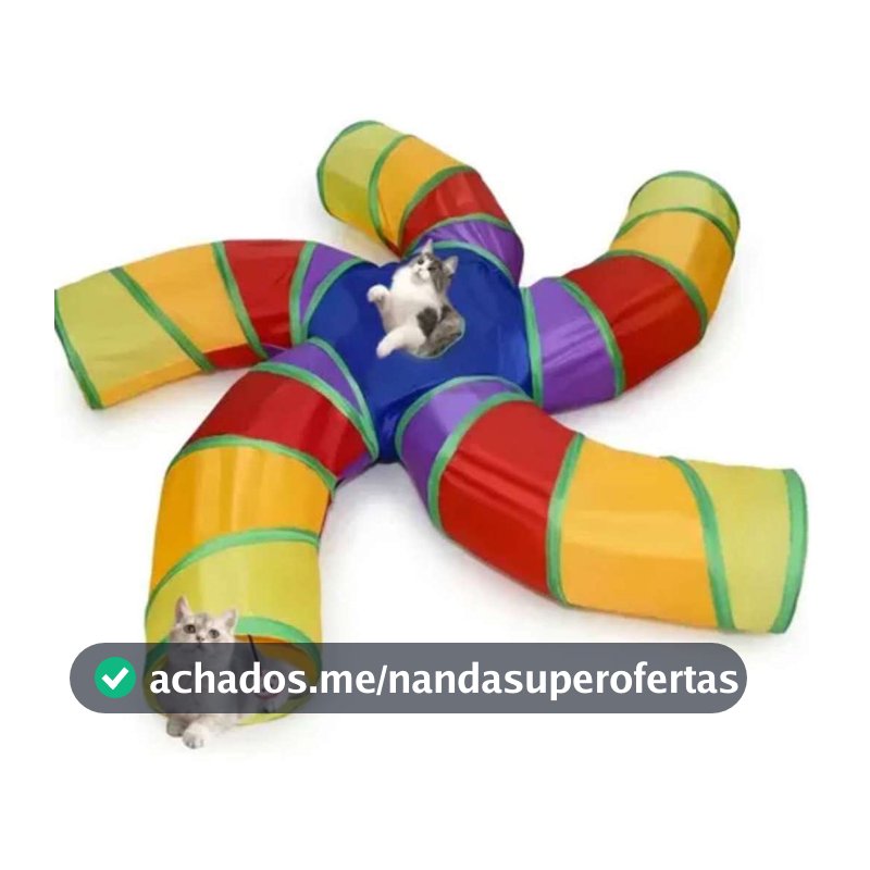 Túnel Dobrável para Gatos em T | Brinquedo com 3 Saídas e Janela, Diversão Felina