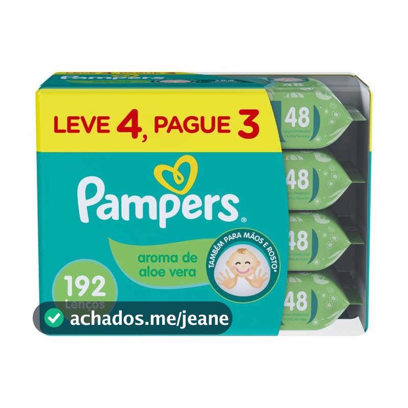 Lenços Umedecidos Pampers Aloe Vera Leve 4 Pague 3 Com 48 Unidades