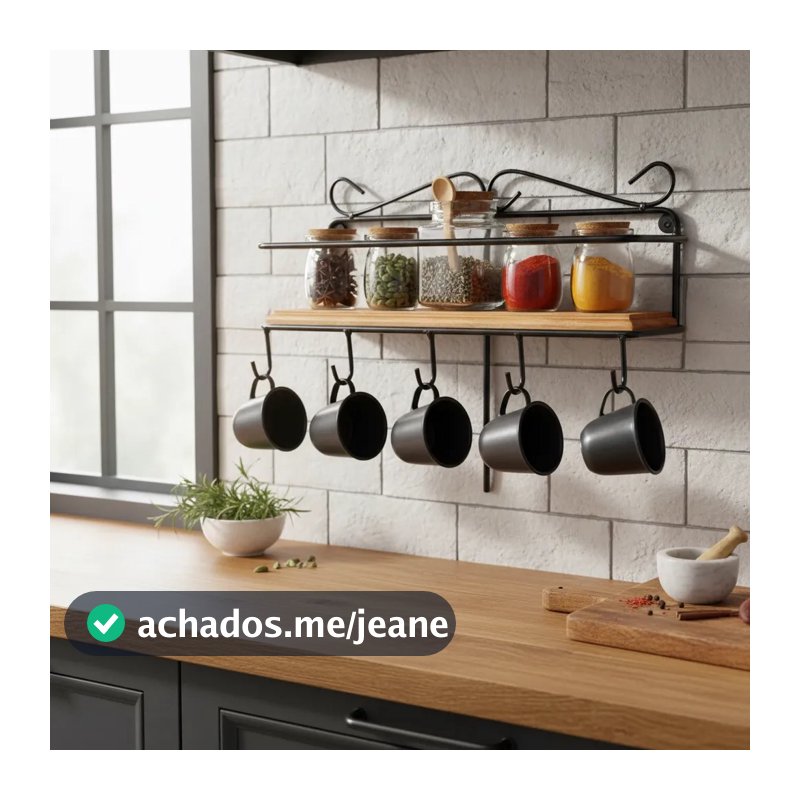 Prateleira porta xicaras e porta condimentos artesanal  modelo novo