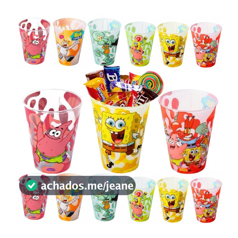 Kit Copos Bob Esponja Lembrancinha Festa Infantil Sacola Surpresa Aniversário Enfeite Colecionável