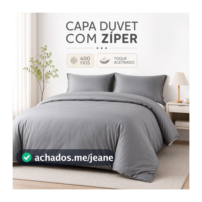 Capa Duvet 400 Fios Com Zíper Para Edredom Luxo Toque Acetinado Macio Hotel