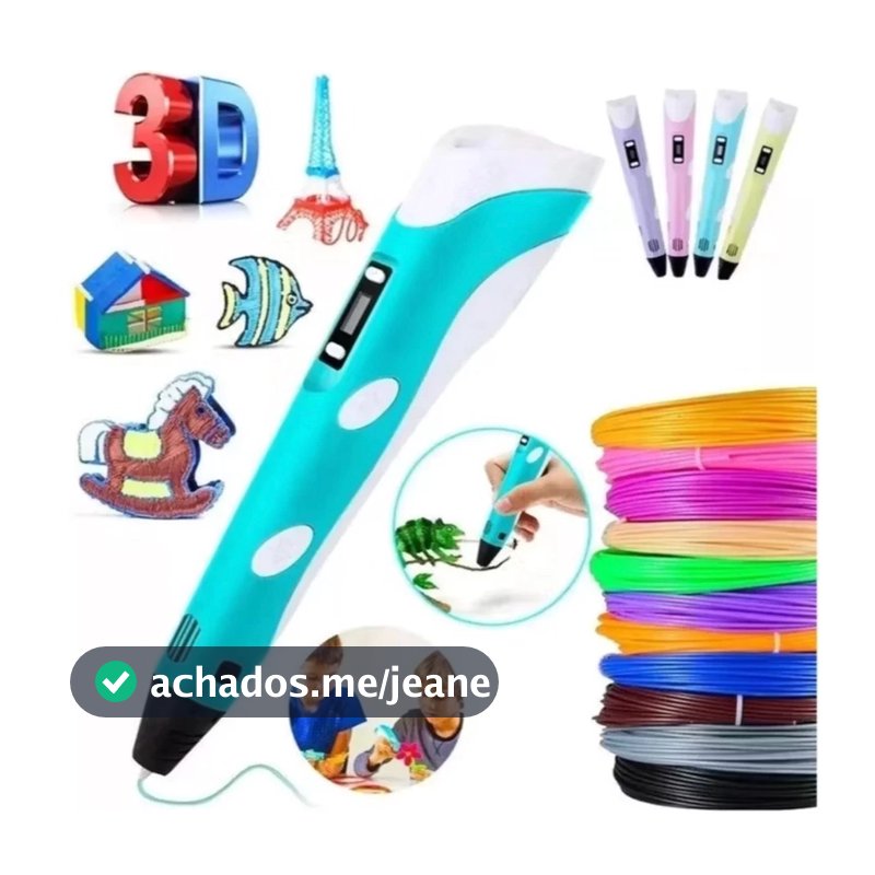 Caneta 3D Infantil e Adulto Impressora Manual DIY com Filamento