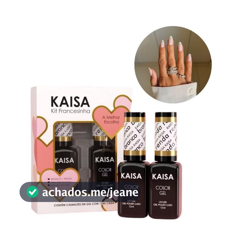 Kit Francesinha 2 Esmalte Em Gel Kaisa Luxo Para Unhas De Gel Branco Renda Uso Profissional