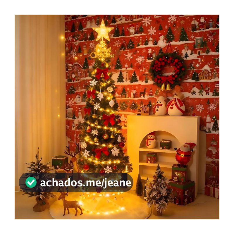 Árvore de Natal LED 1,8m pisca pisca Papai Noel e outros enfeites pendurados-N10