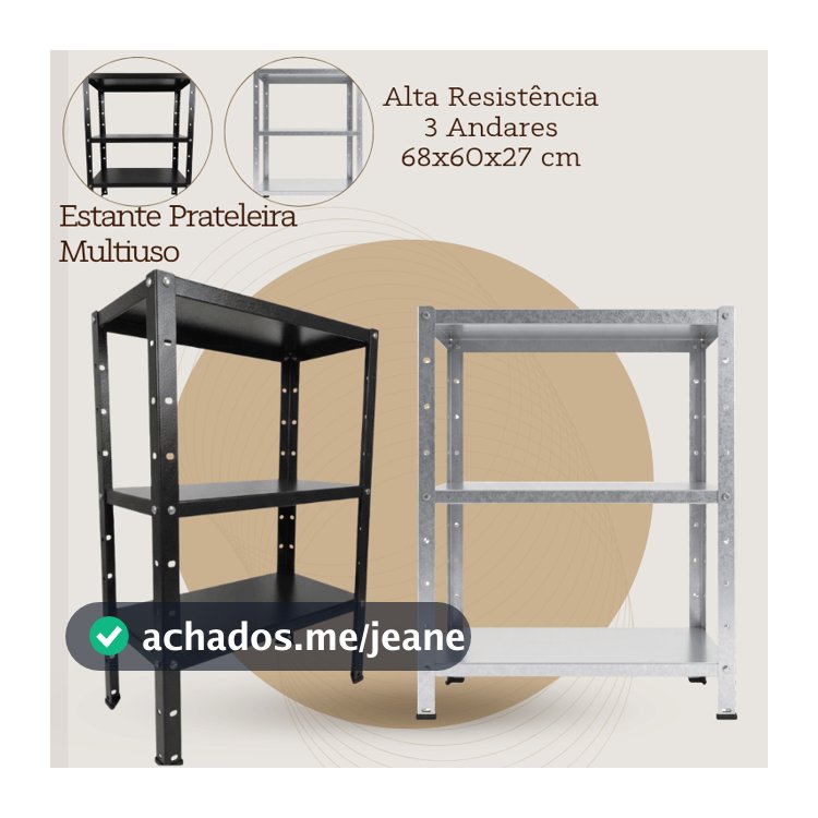 Estante Prateleira Multiuso Alta Resistência | 3 Andares | 68x60x27 cm