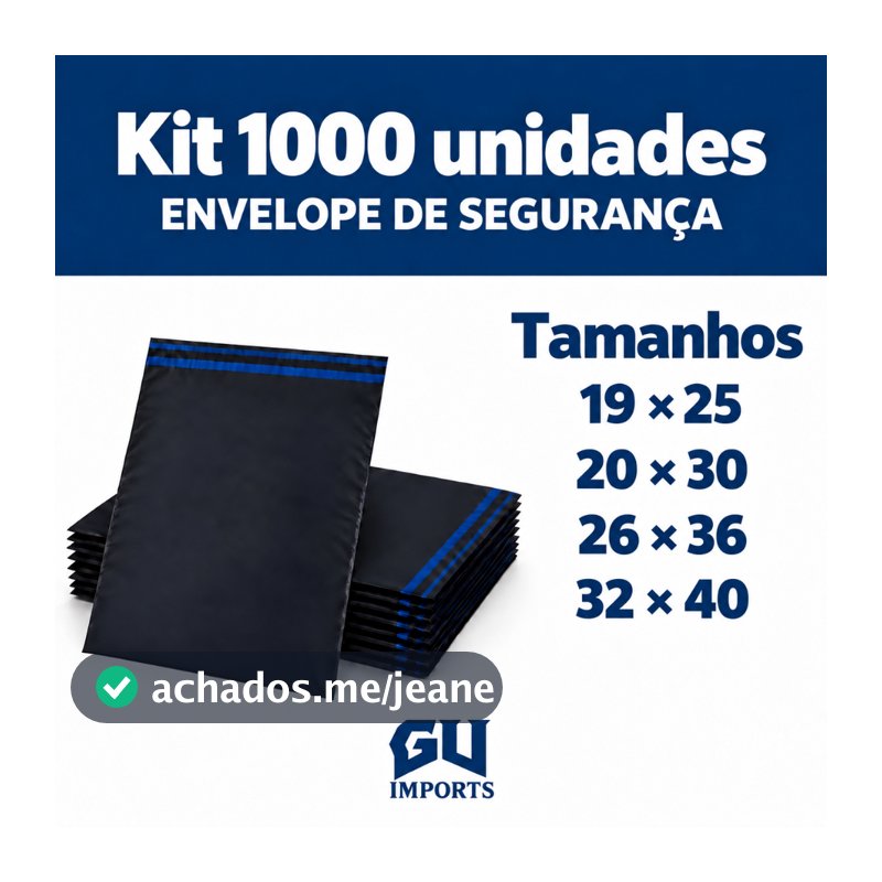 Kit 1000 Unidades Envelope de Segurança para Envio Plástico Preto Tamanho 19x25 20x30 26x36 32x40