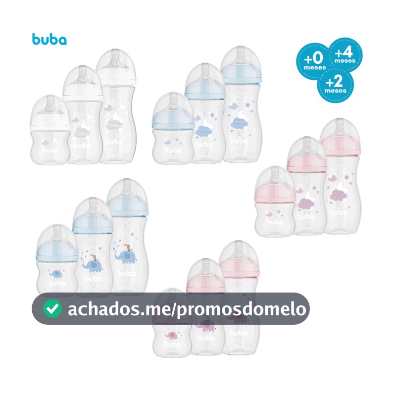 Kit 3 Mamadeiras Buba Bico Pétala Silicone Macio Easy Flow Antivazamento 120/270/330 mL