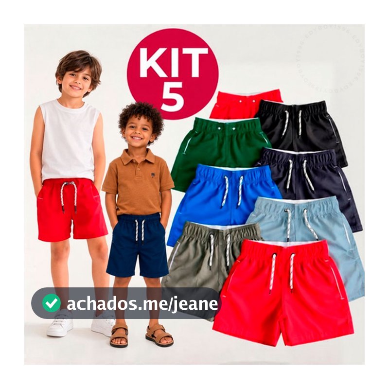 Short Bermuda Infantil Juvenil Tactel Menino Praia Com Bolso  Premium