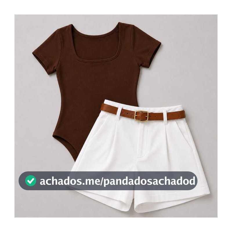 Conjunto Feminino Body Quadrado+Short Alfaiataria Com Bolso e Cinto  Moda Casual
