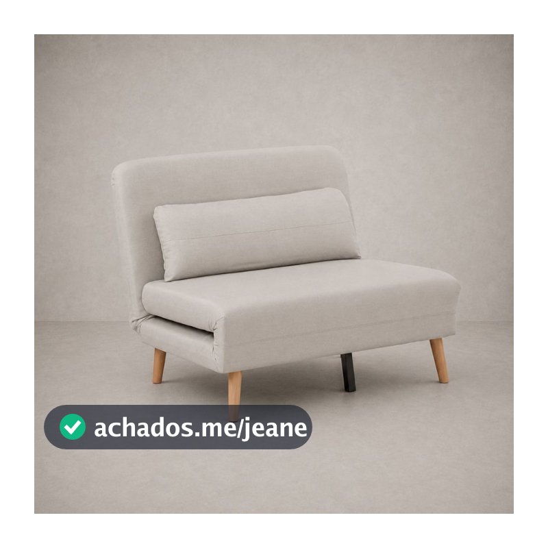 Sofá Cama Solteiro Extensível Linho Cinza 1m Madalena Sala de Estar Quarto Decoração Descanso