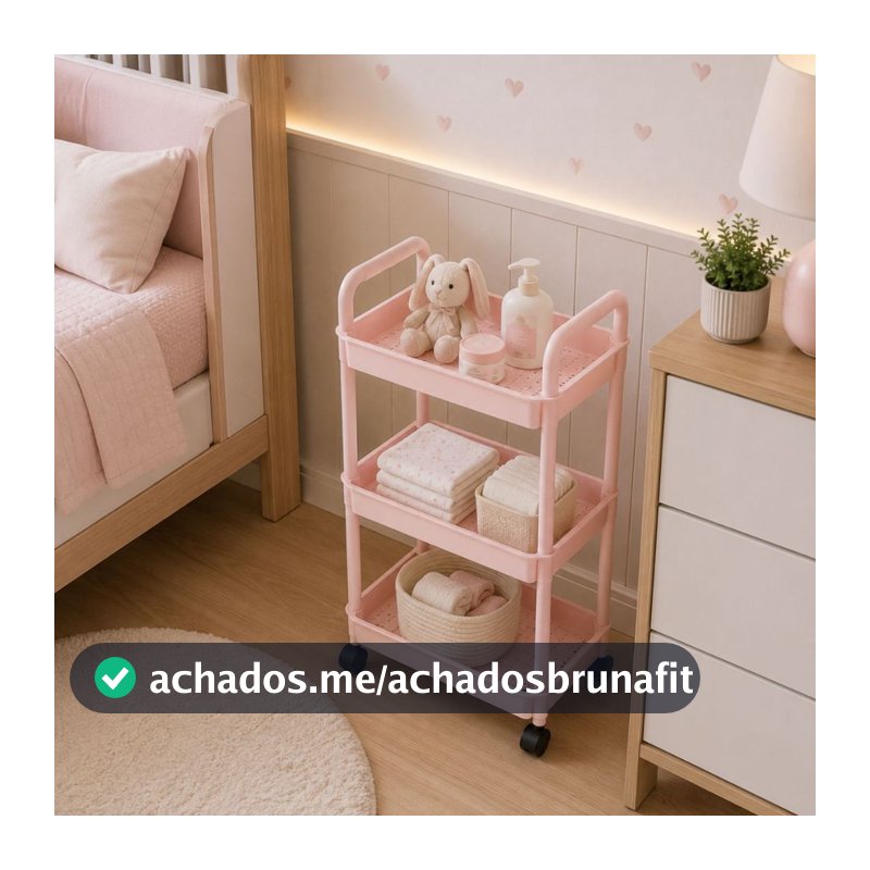 Carrinho Organizador Multiuso Pequeno 3 Andares Resistente Com Rodinhas Cozinha Banheiro Quarto Salão de Beleza 60cm alt