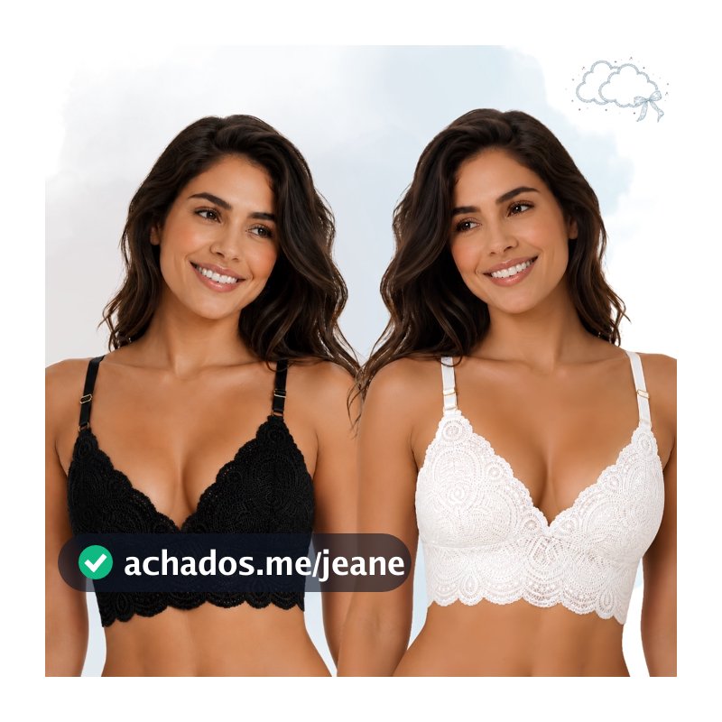 Kit 2 Top Cropped Renda Sutiã Sem Bojo Feminino Com Viés Lingerie Rendado