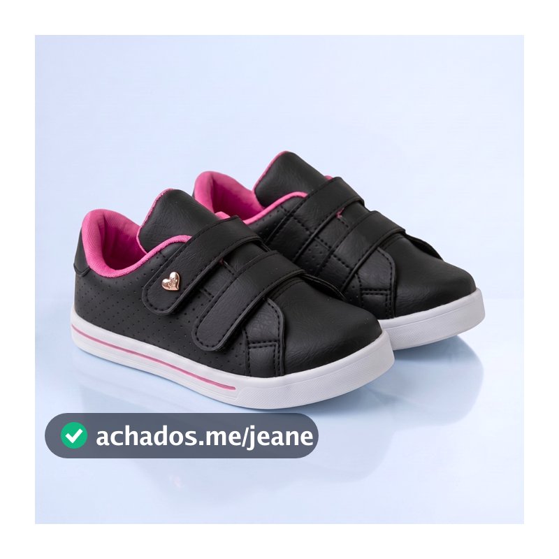 Kidstep Tenis Infantil Feminino Casual Preto Com Pink