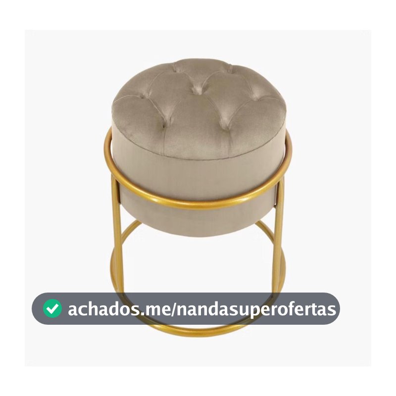 Puff Argola Moderno para Sala Decoração Loja Luxo Veludo