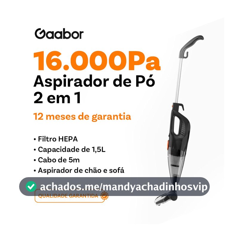 Gaabor Aspirador de Pó Portátil 2 em 1 com Fio Haste de Pressão 16000Pa Sucção Forte GVCW-M15A -1