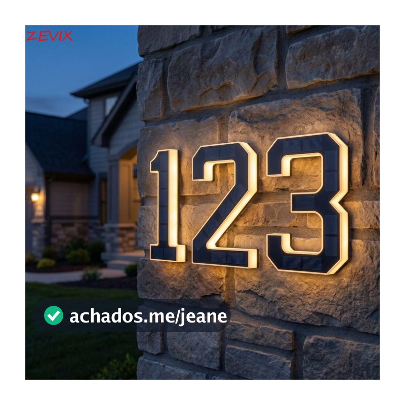 Luz De Números De Casa Com Iluminação Solar ZEVIX , Placa De Número LED Externa Iluminada À Prova D'água ,