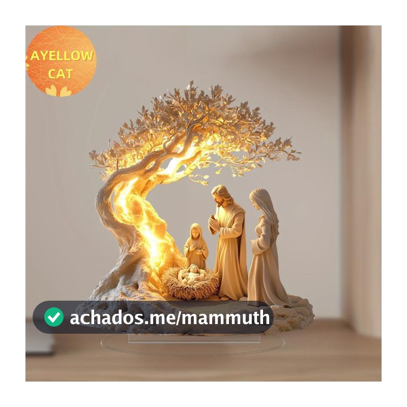 AYellowcat 2D Acrílico Plano Presépio Ornamento Decoração De Mesa De Natal BR