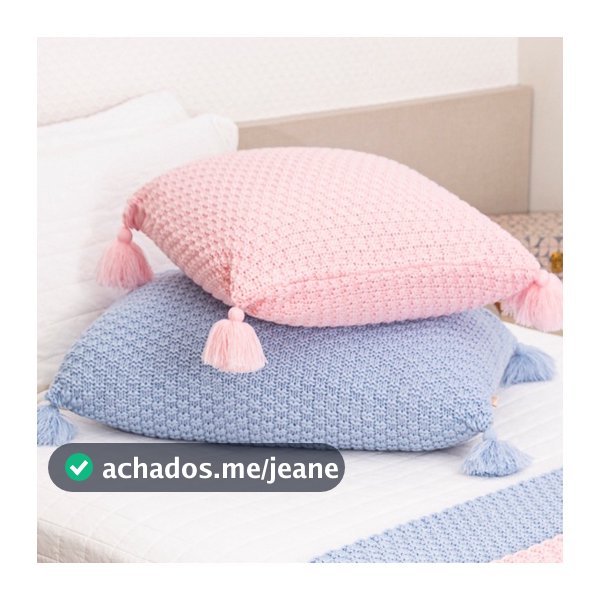 Capa De Almofada Pompom Decorativa Tricot Com Ziper Varios Tamanhos Modelo Istambul