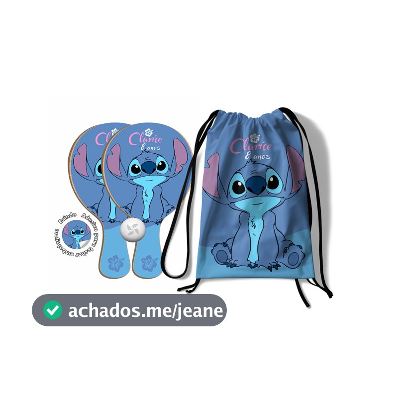 7/10/15/25 Kit Mochilinha e Raquetes Ping Pong - Lilo and Stitch