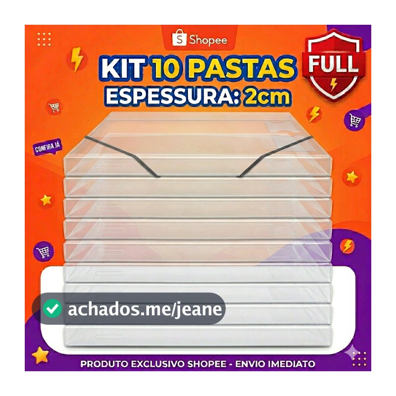 Pacote 10 Pastas ABA Elástico Cristal 2cm TAMANHO OFÍCIO- (ESCOLHA A QUantidade no anúncio ) .escritório-papelaria