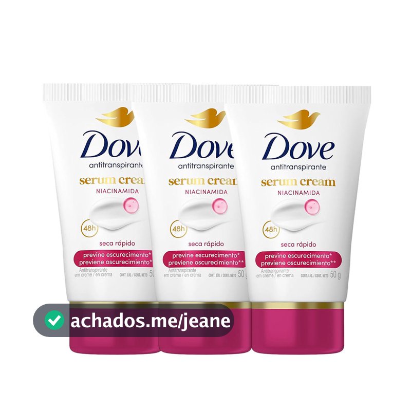 Kit Desodorante Dove Sérum Creme Previne Escurecimento Niacinamida 50g - 3 Unidades