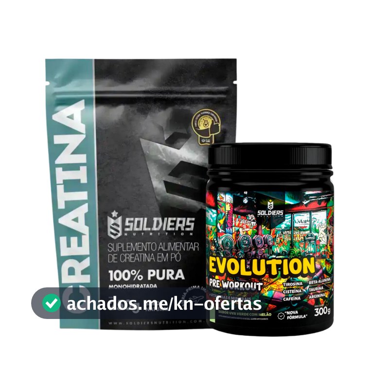 Kit Creatina Monohidratada + Pré Treino Evolution 300g  Aminoácidos Essenciais - Soldiers Nutrition