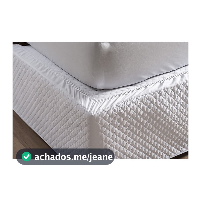Saia Box Matelada Com Elástico E Com Viés Casal Padrão - Branco