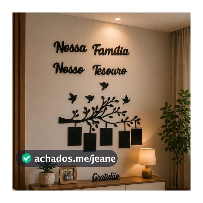 Quadro Decorativo Porta Retrato Painel Arvore Nossa Família Nosso Tesouro MDF Moldura Presente Afetivo