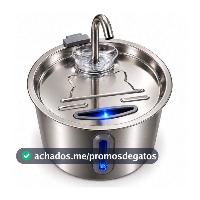 Aço Inoxidável Fonte para Gatos com Filtro Dispensador de água para Cães Bebedouro Gato Automático Super Silencioso