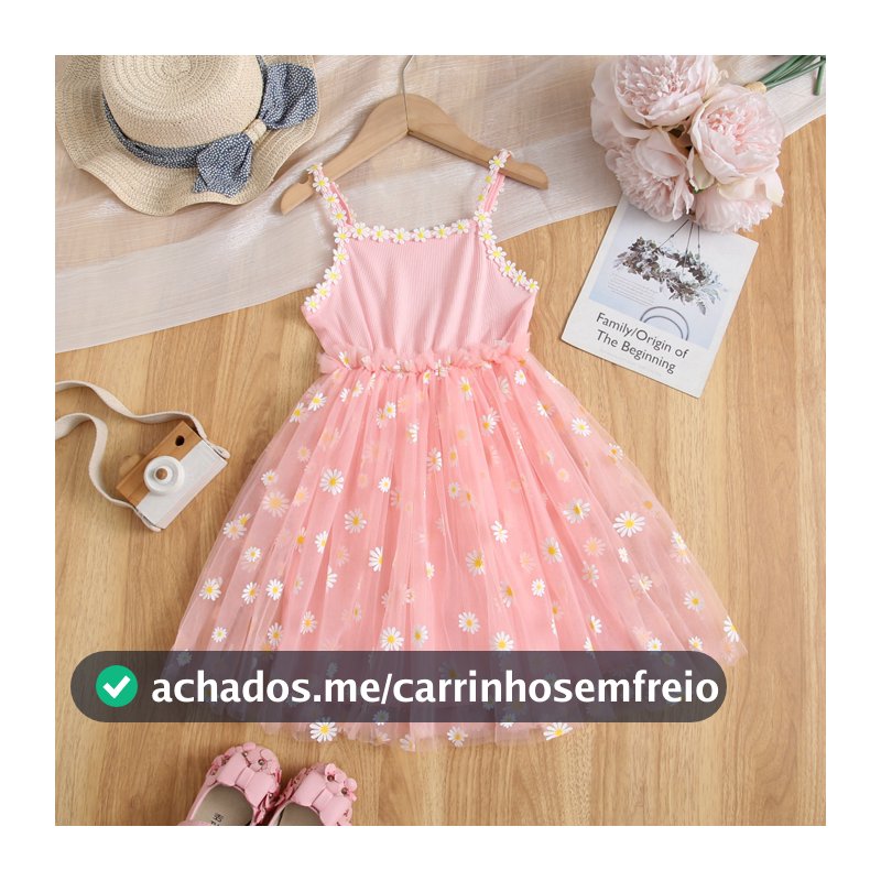 Meninas Vestidos De Princesa Verão Margarida Malha Retalhos suspender Vestido Roupas Infantis