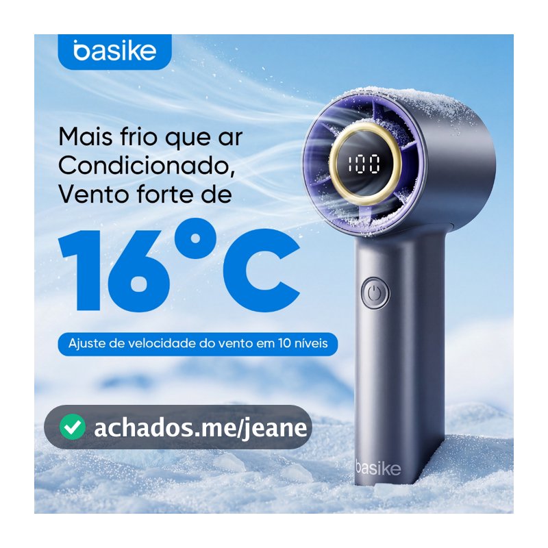 BASIKE 4000mah mini ventilador de mão 100 Velocidade do Vento de Engrenagem  Display Digital Ventilador Ajustável
