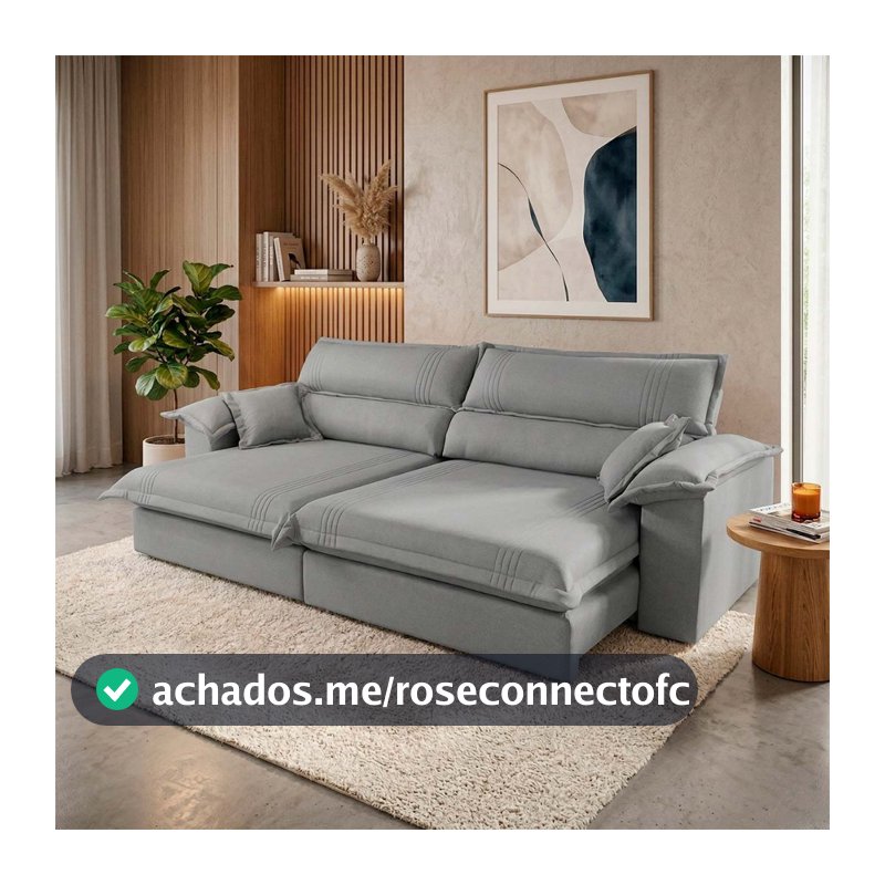 Sofá Retrátil Reclinável 2,30m Nivus Cinza c/ Molas Ensacadas - King House