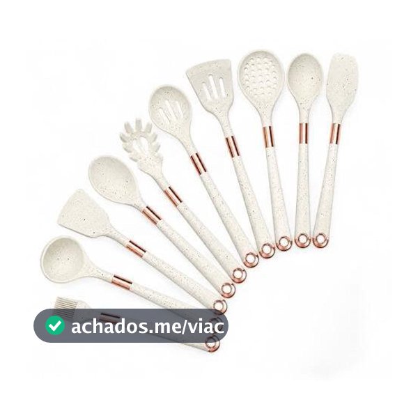 Kit de Cozinha 10 Peças Silicone  sem Suporte Não Risca Panela CORES VARIAVEIS