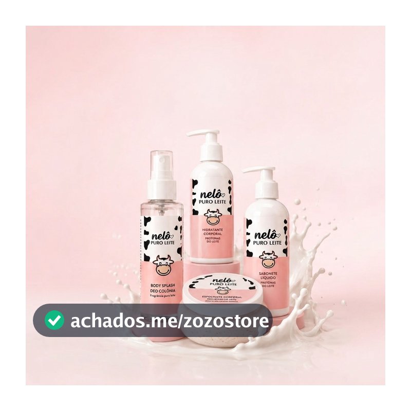 Kit Puro Leite Vaquinha - Sabonete, Esfoliante, Hidrante Corporal e Body Splash