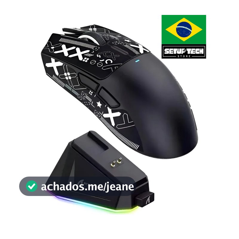 Attack Shark X11 Mouse Gamer Sem Fio, Tri-Mode, 22000DPI, RGB, Com Dock Magnético, Bluetooth, 2.4GHz
