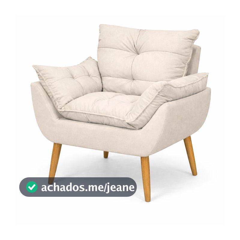Poltrona Decorativa Bege Feito Com Tecido Suede Para Quarto De Bebê Completo Sala Rack Smart Tv - Sentta Furniture